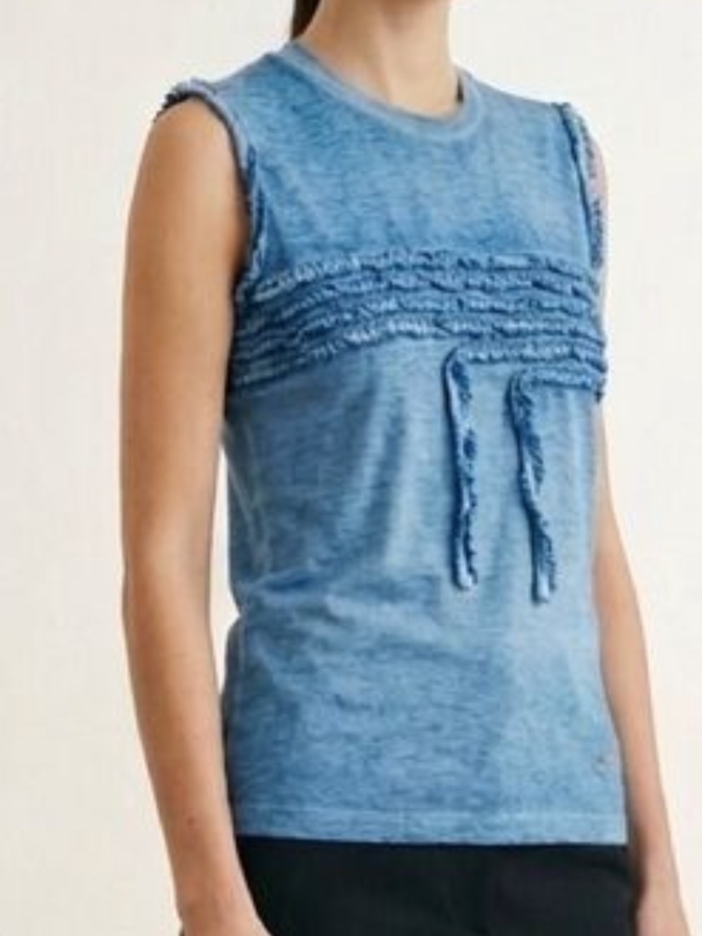 DSQUARED2 NWT Blue Ruffle Fringe Sleeveless Pullover Blouse Size M
